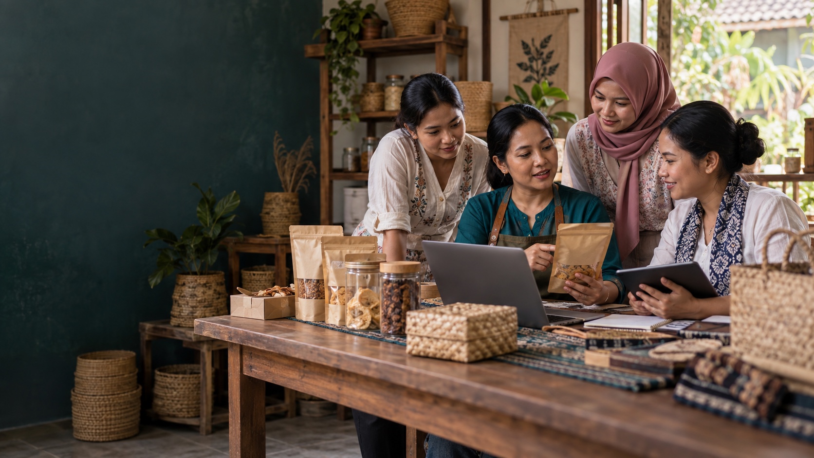 Perempuan pelaku UMKM desa mengembangkan kemasan dan pemasaran produk bersama